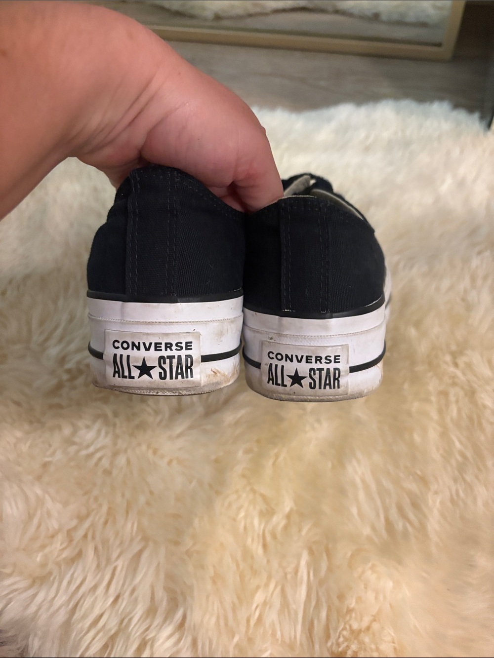 Converse Black and White Platform Low-Top Sneakers - Picture 7 of 11